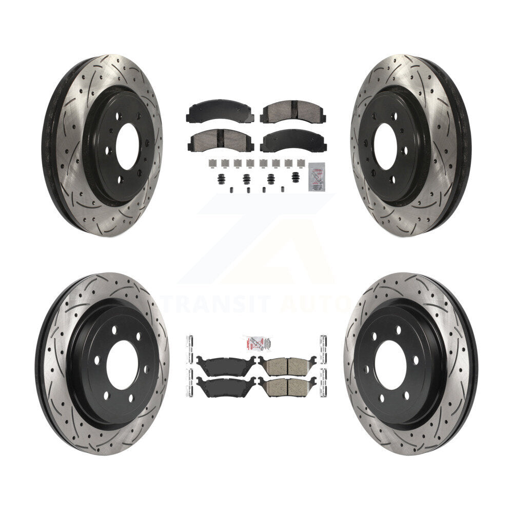 Front Rear Ceramic Pad Drill Slot Disc Brake Rotors Kit For Ford F-150 Expedition Lincoln KDA-102849