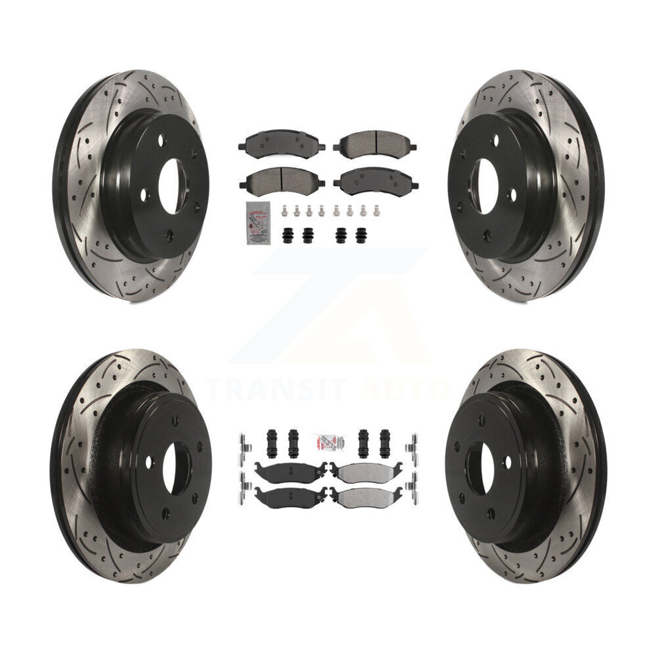 Front Rear Semi-Metallic Pad Drill Slot Brake Rotors Kit For Ram 1500 Classic Dodge Aspen KDA-102855