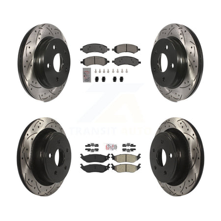 Front Rear Semi-Metallic Pad Drill Slot Brake Rotors Kit For Ram 1500 Classic Dodge Aspen KDA-102856