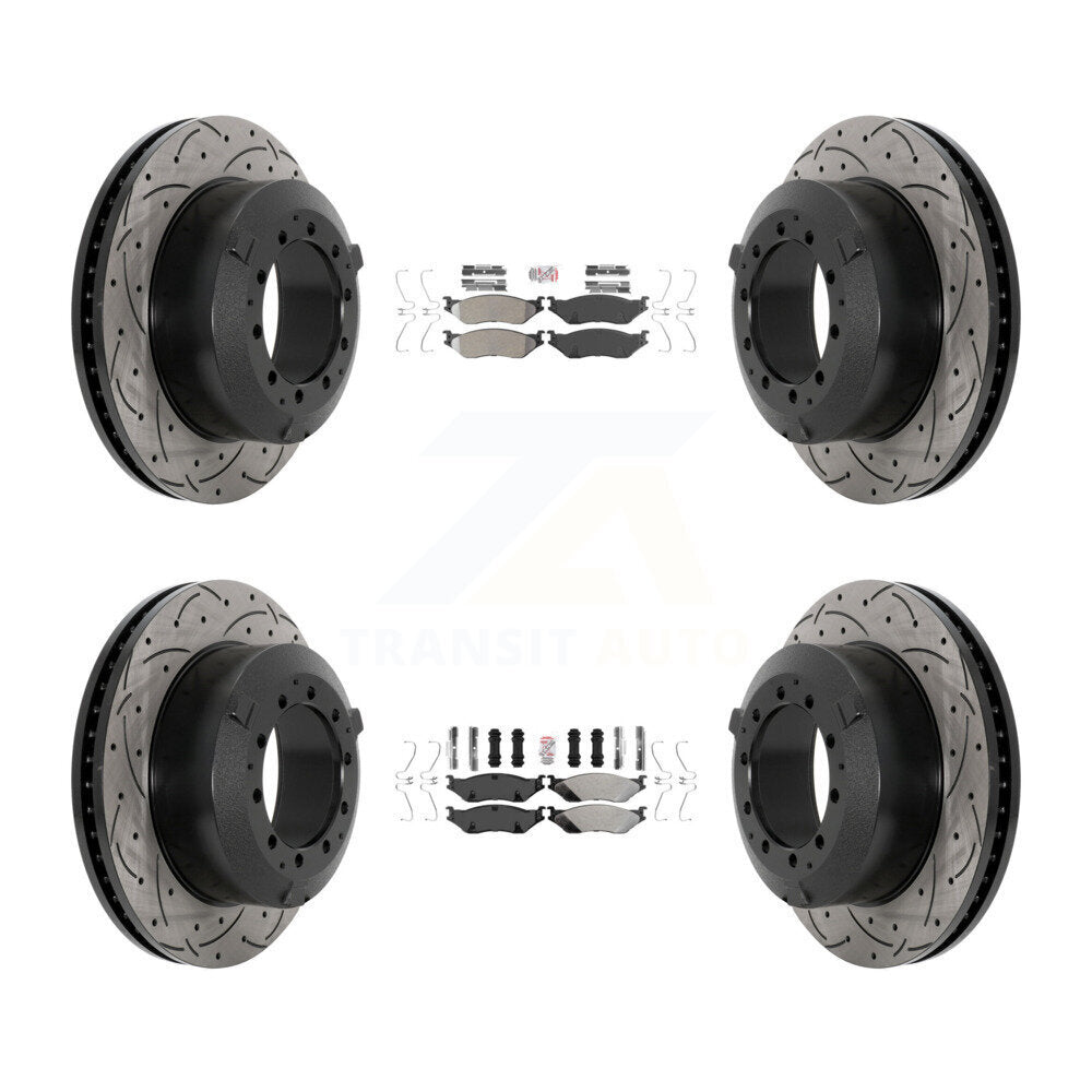 Front Rear Semi-Metallic Pad Drill Slot Brake Rotor Kit For International TerraStar IC AE KDA-102859