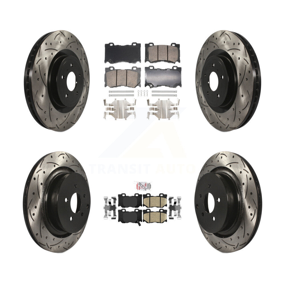 Front Rear Ceramic Pad And Coated Drilled Slotted Disc Brake Rotors Kit For INFINITI FX50 KDA-102866