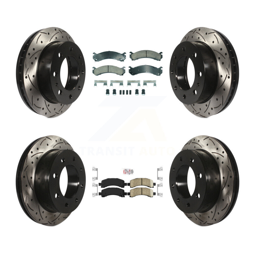 Front Rear Ceramic Pad Drilled Slot Brake Rotor Kit For GMC Savana 2500 Chevrolet Express KDA-102867