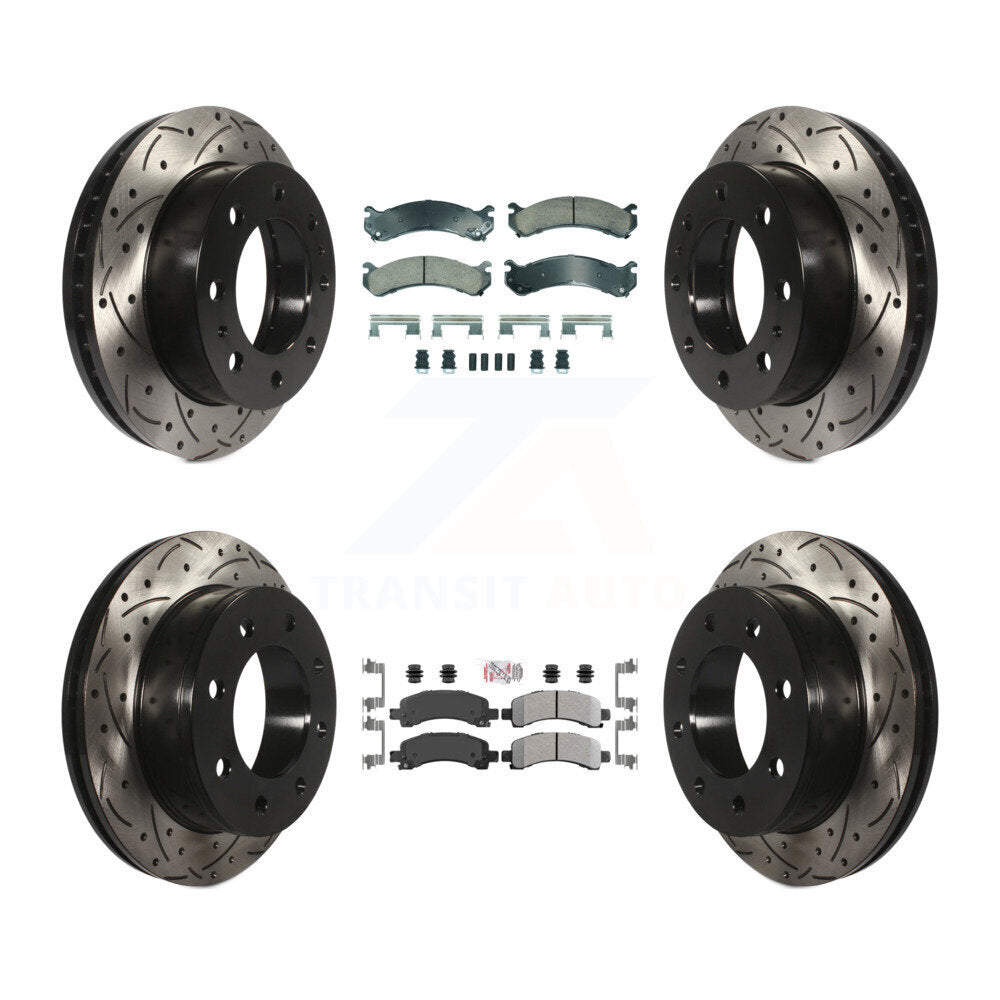 Front Ceramic Rear Semi-Metallic Pad Drill Slot Disc Brake Rotors Kit For GMC Savana 2500 KDA-102868