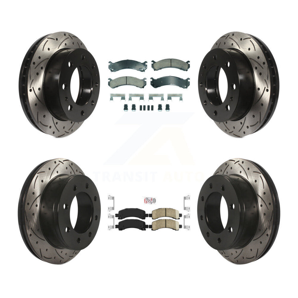 Front Rear Ceramic Pad Drilled Slot Brake Rotor Kit For GMC Savana 2500 Chevrolet Express KDA-102869