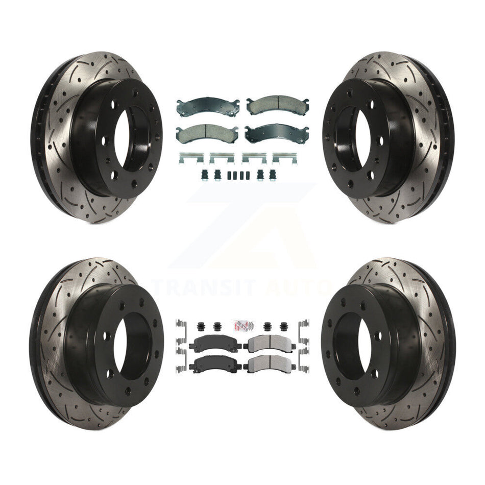 Front Ceramic Rear Semi-Metallic Pad Drill Slot Disc Brake Rotors Kit For GMC Savana 2500 KDA-102870