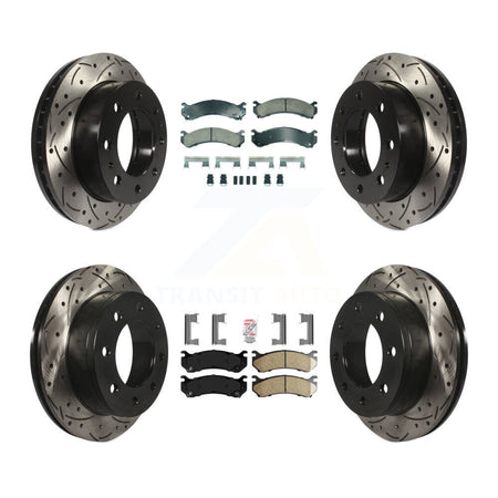 Front Rear Ceramic Pad Drill Slot Brake Rotor Kit For Chevrolet GMC Sierra 2500 HD Hummer KDA-102873