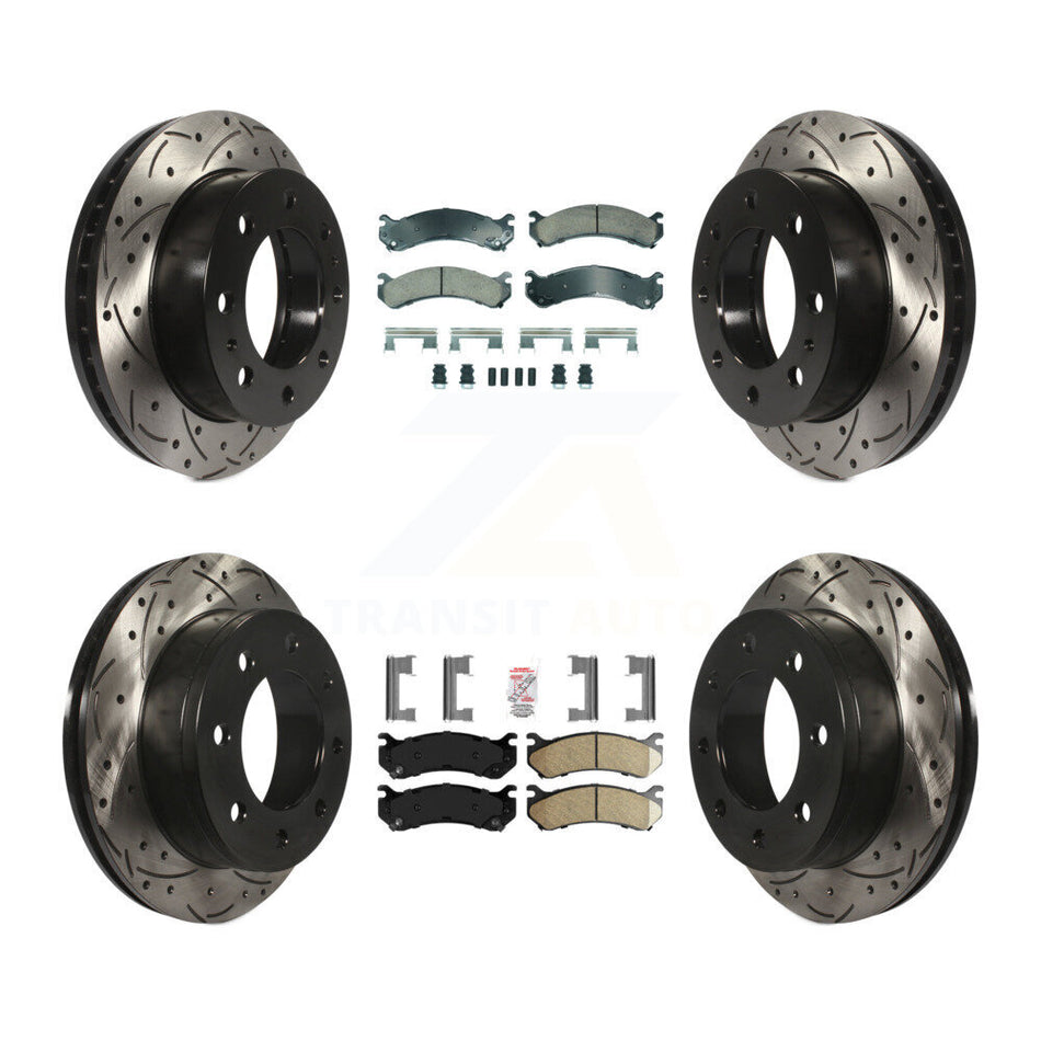 Front Rear Ceramic Pad Drill Slot Brake Rotor Kit For Chevrolet GMC Sierra 2500 HD Hummer KDA-102873