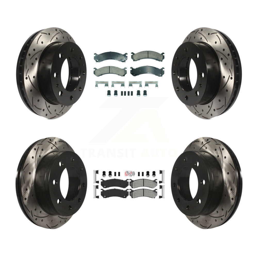 Front Ceramic Rear Semi-Metallic Pad Drill Slot Brake Rotors Kit For Chevrolet GMC Sierra KDA-102874