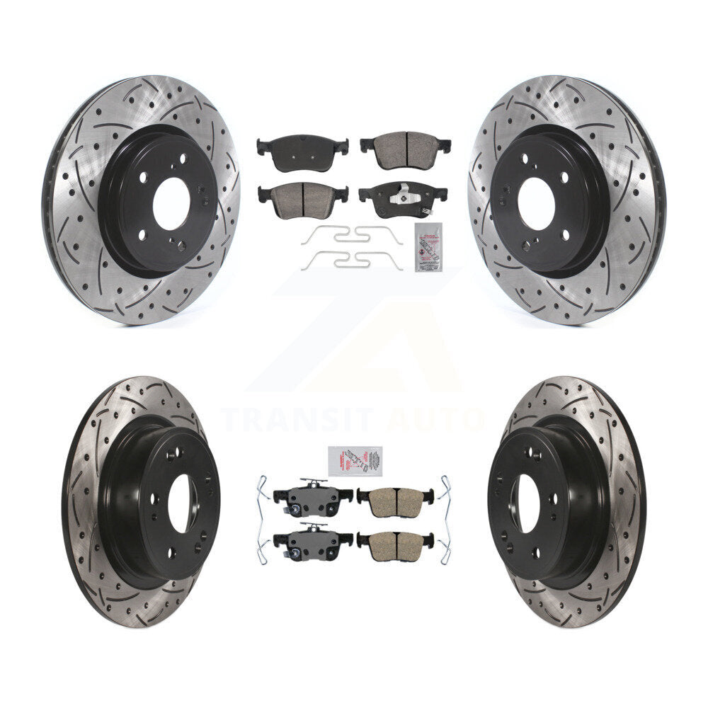 Front Rear Ceramic Pads And Coated Drilled Slotted Disc Brake Rotors Kit For Honda Accord KDA-102876