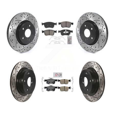 Front Rear Ceramic Pads And Coated Drilled Slotted Disc Brake Rotors Kit For Honda Accord KDA-102876