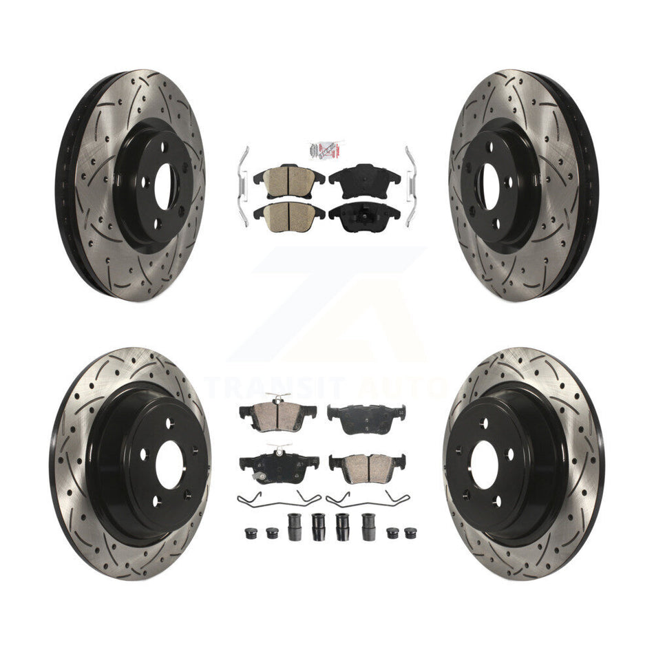 Front Rear Ceramic Pad Drill Slot Brake Rotors Kit For 19-20 Ford Police Responder Hybrid KDA-102882