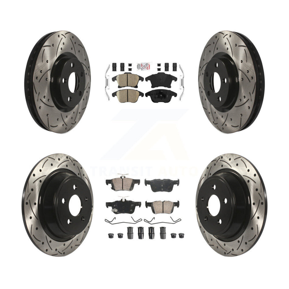 Front Rear Ceramic Pad Drill Slot Brake Rotors Kit For 19-20 Ford Police Responder Hybrid KDA-102883