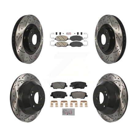 Front Rear Ceramic Pad Drill Slot Brake Rotors Kit For 2013-2016 Hyundai Santa Fe XL 3.3L KDA-102885