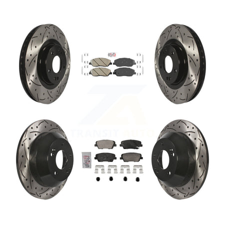 Front Rear Ceramic Pad Drill Slot Brake Rotors Kit For 2013-2016 Hyundai Santa Fe XL 3.3L KDA-102886