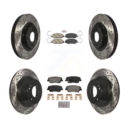 Front Rear Ceramic Pad Drill Slot Brake Rotors Kit For 2013-2016 Hyundai Santa Fe XL 3.3L KDA-102887