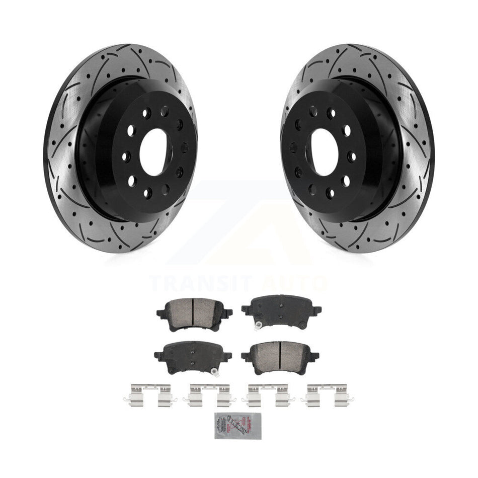 Rear Coated Drilled Slotted Disc Brake Rotors And Ceramic Pads Kit For Jeep Wrangler KDA-102900