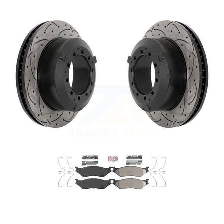 Rear Drill Slot Brake Rotors Semi-Metallic Pad Kit For Ford F-450 Super Duty F-550 IC LCF KDA-102904