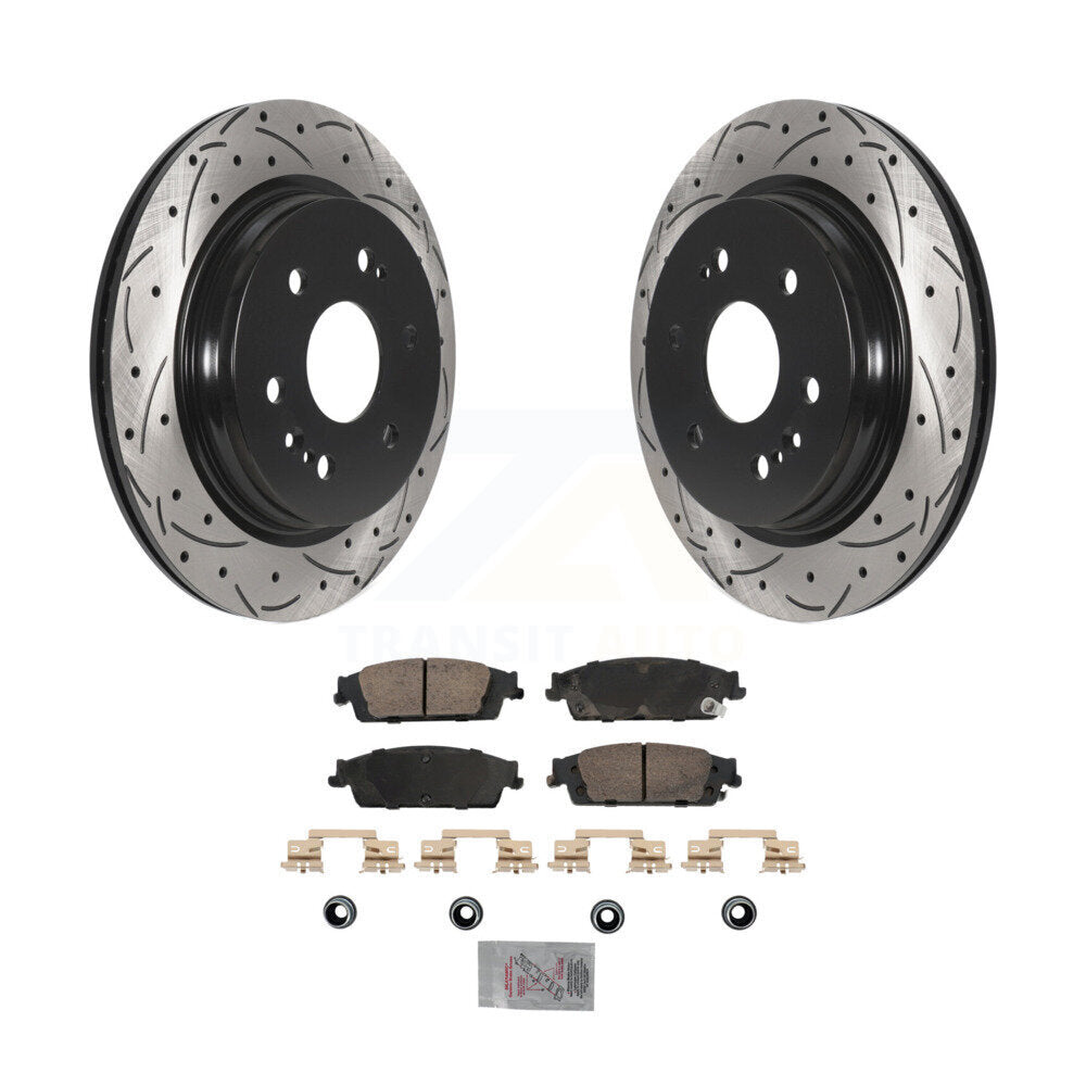 Rear Drilled Slot Brake Rotors Ceramic Pad Kit For Chevrolet Silverado 1500 LD GMC Sierra KDA-102907