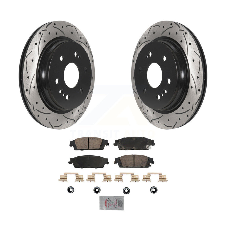 Rear Drilled Slot Brake Rotors Ceramic Pad Kit For Chevrolet Silverado 1500 LD GMC Sierra KDA-102907