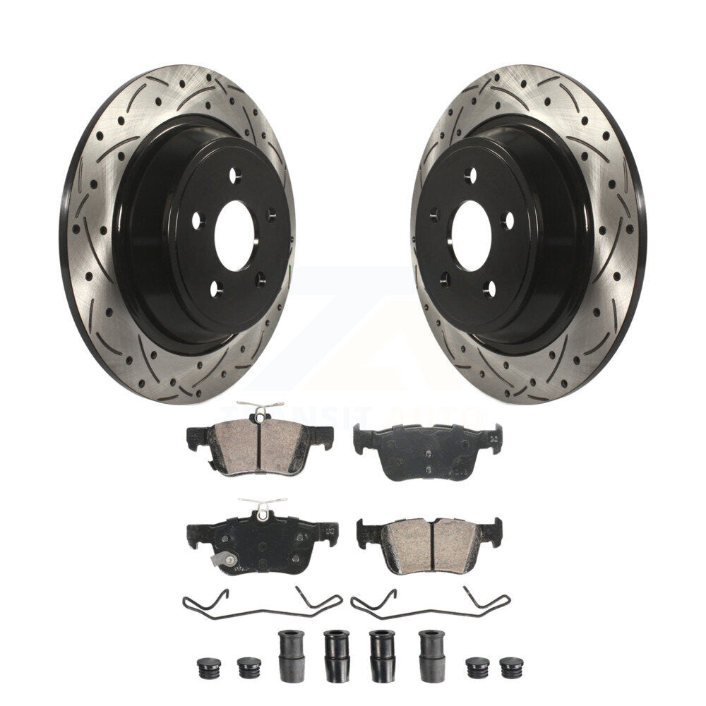 Rear Drilled Slot Brake Rotors Ceramic Pad Kit For 2019-2020 Ford Police Responder Hybrid KDA-102909