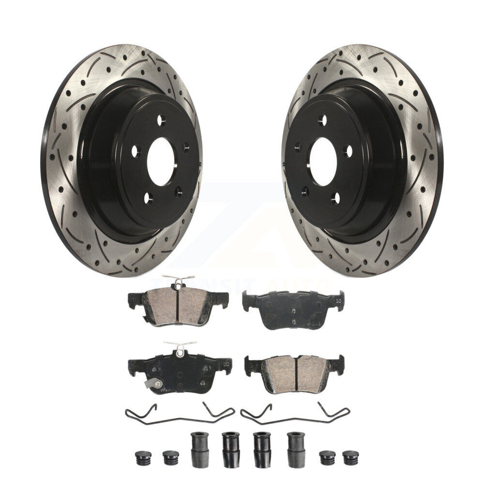 Rear Drilled Slot Brake Rotors Ceramic Pad Kit For 2019-2020 Ford Police Responder Hybrid KDA-102909