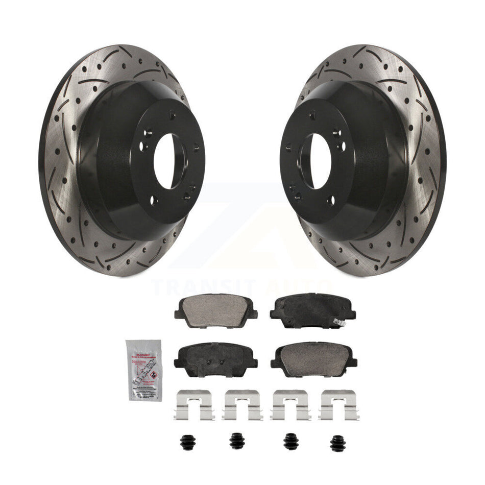 Rear Drilled Slot Brake Rotor & Ceramic Pad Kit For Hyundai Santa Fe Sport Kia Sorento XL KDA-102911