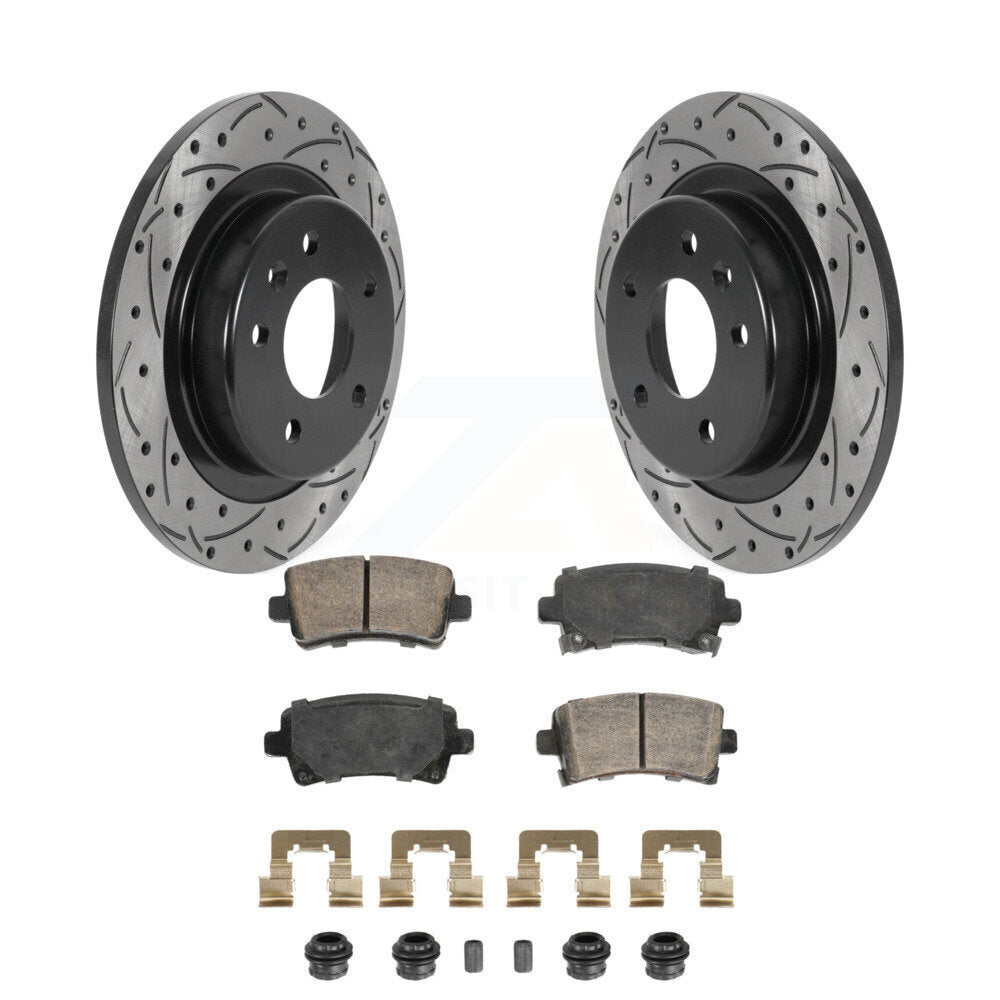 Rear Drilled Slot Brake Rotor & Ceramic Pad Kit For 2016 Chevrolet Malibu Carryover Model KDA-102917