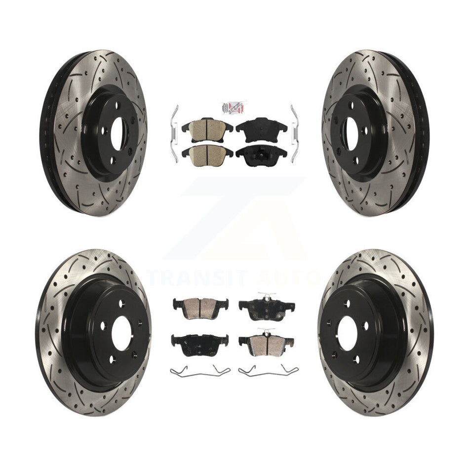 Front Rear Ceramic Pad Drill Slot Brake Rotors Kit For 19-20 Ford Police Responder Hybrid KDA-102937
