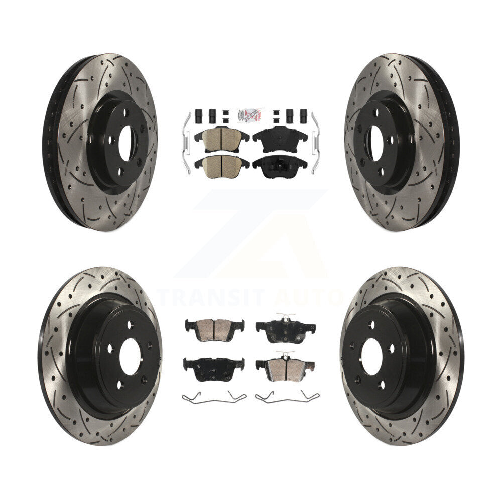 Front Rear Ceramic Pad Drill Slot Brake Rotors Kit For 19-20 Ford Police Responder Hybrid KDA-102938