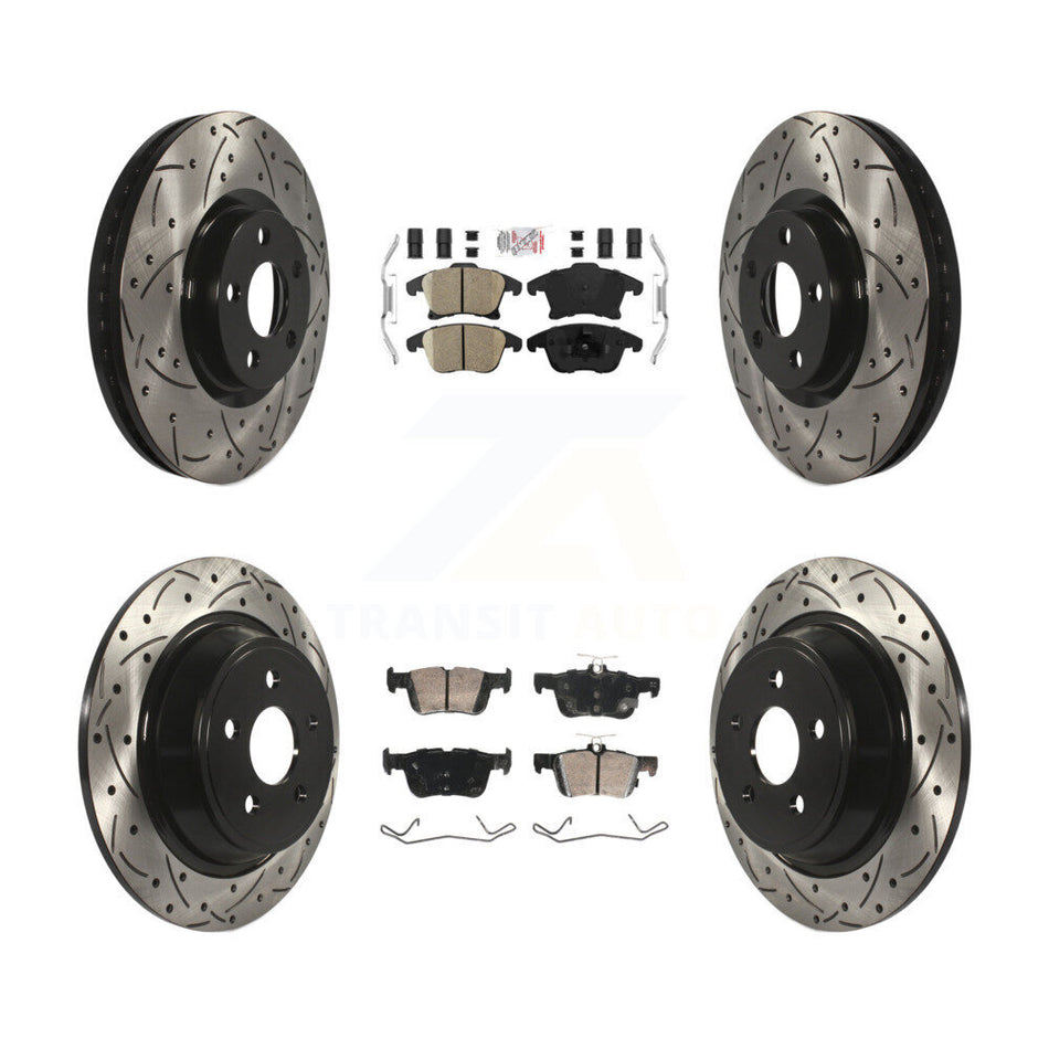 Front Rear Ceramic Pad Drill Slot Brake Rotors Kit For 19-20 Ford Police Responder Hybrid KDA-102938
