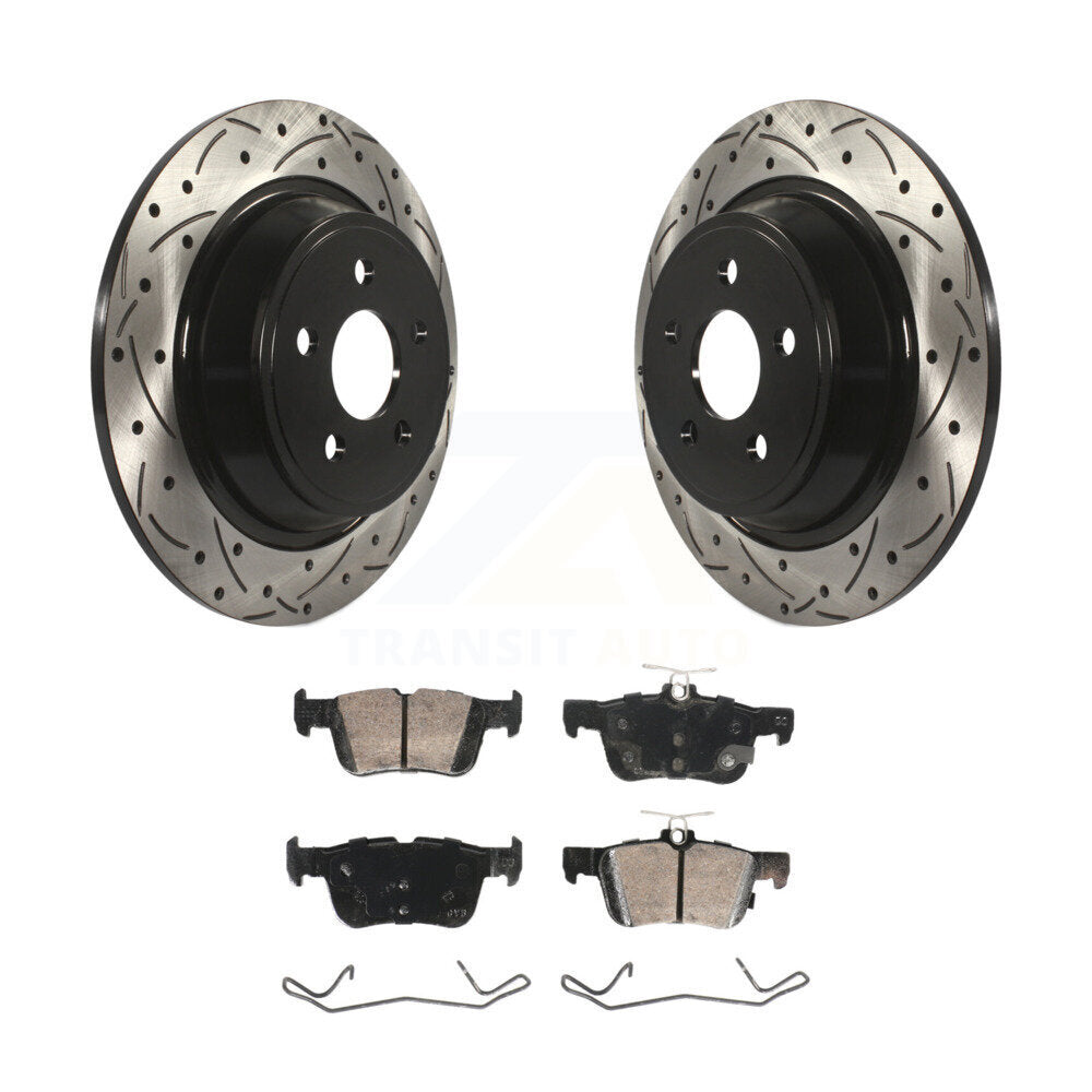 Rear Drilled Slot Brake Rotors Ceramic Pad Kit For 2019-2020 Ford Police Responder Hybrid KDA-102944