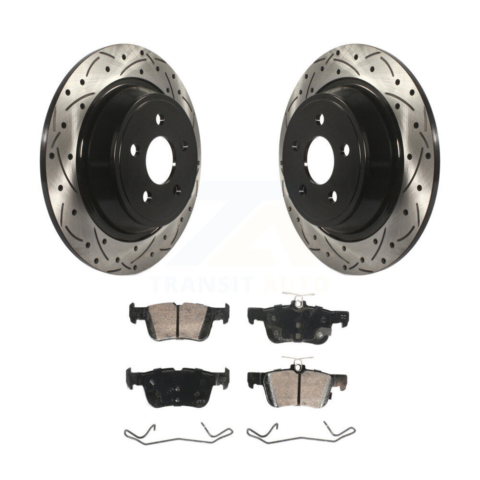 Rear Drilled Slot Brake Rotors Ceramic Pad Kit For 2019-2020 Ford Police Responder Hybrid KDA-102944