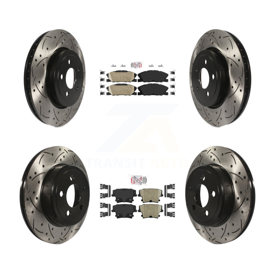 Front Rear Ceramic Pad Drill Slot Brake Rotor Kit For Dodge Charger Pursuit with RWD 5.7L KDA-102951