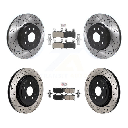 Front Semi-Metallic Rear Ceramic Pad Drill Slot Disc Brake Rotor Kit For Chevrolet Camaro KDA-102956