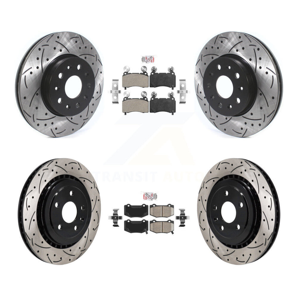Front Semi-Metallic Rear Ceramic Pad Drill Slot Disc Brake Rotor Kit For Chevrolet Camaro KDA-102956