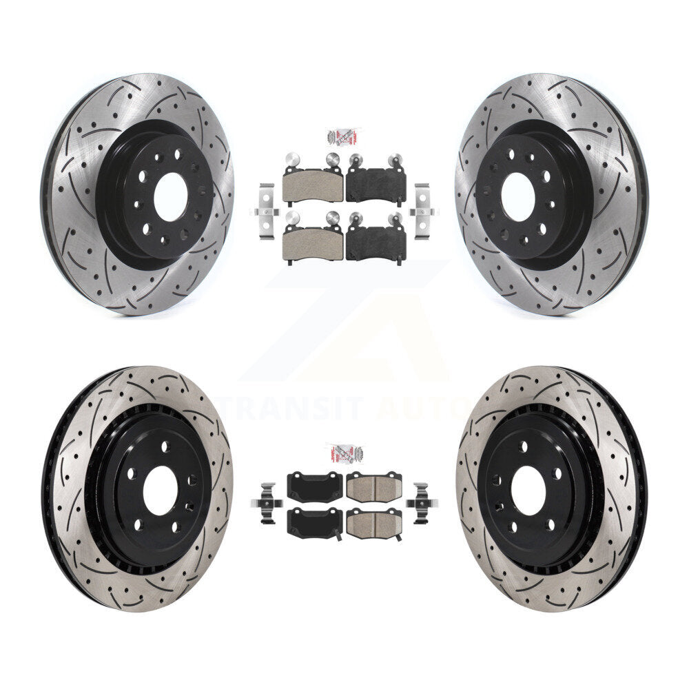 Front Semi-Metallic Rear Ceramic Pad Drill Slot Disc Brake Rotor Kit For Chevrolet Camaro KDA-102957