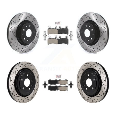Front Semi-Metallic Rear Ceramic Pad Drill Slot Disc Brake Rotor Kit For Chevrolet Camaro KDA-102957