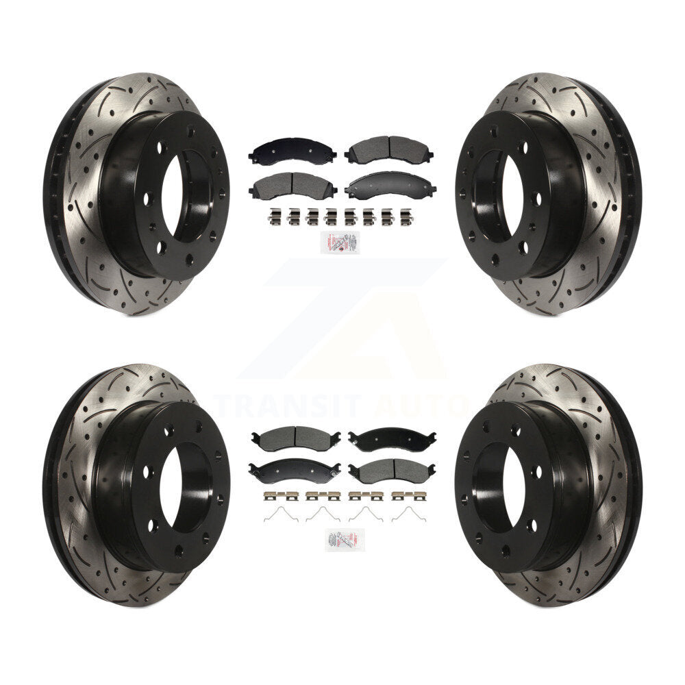 Front Rear Semi-Metallic Pad & Drilled Slot Brake Rotor Kit For GMC Savana 2500 Chevrolet KDA-102960