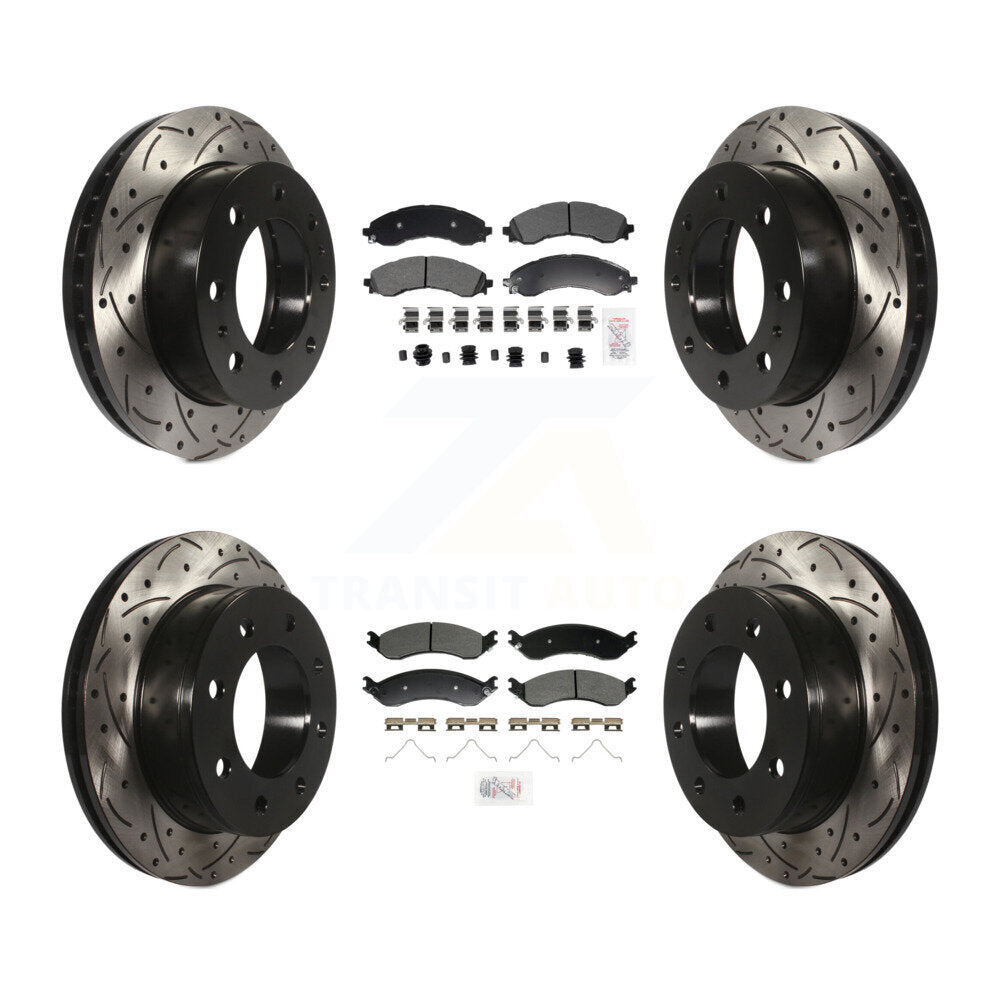 Front Rear Semi-Metallic Pad & Drilled Slot Brake Rotor Kit For GMC Savana 2500 Chevrolet KDA-102961