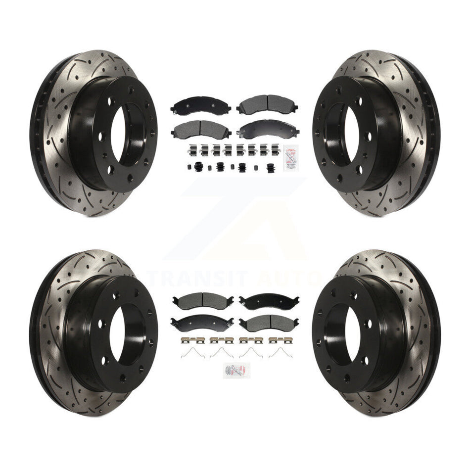 Front Rear Semi-Metallic Pad & Drilled Slot Brake Rotor Kit For GMC Savana 2500 Chevrolet KDA-102961