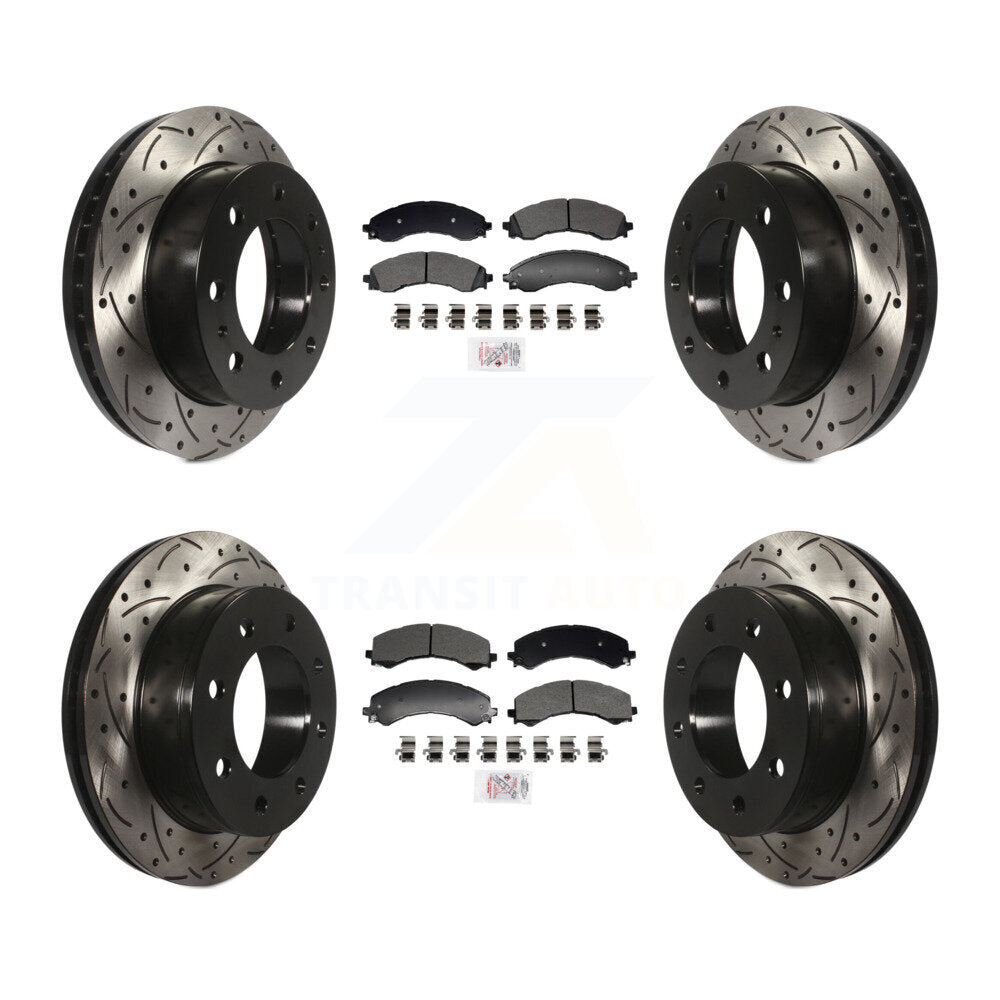 Front Rear Semi-Metallic Pad & Drilled Slot Brake Rotor Kit For GMC Savana 2500 Chevrolet KDA-102962