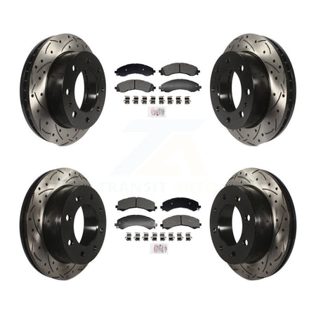 Front Rear Semi-Metallic Pad & Drilled Slot Brake Rotor Kit For GMC Savana 2500 Chevrolet KDA-102962