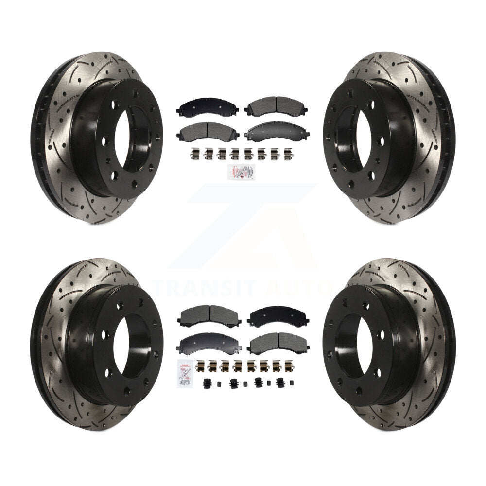Front Rear Semi-Metallic Pad & Drilled Slot Brake Rotor Kit For GMC Savana 2500 Chevrolet KDA-102963