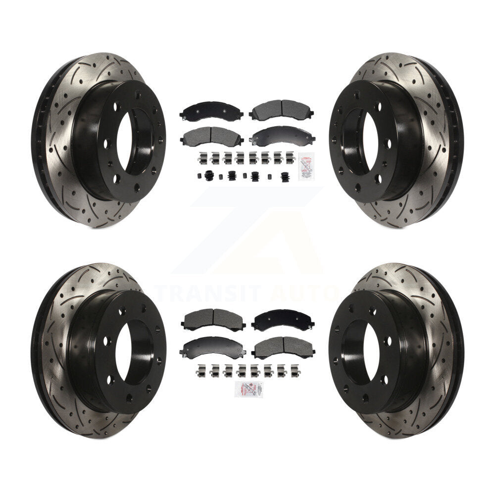 Front Rear Semi-Metallic Pad & Drilled Slot Brake Rotor Kit For GMC Savana 2500 Chevrolet KDA-102964