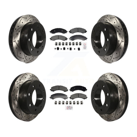 Front Rear Semi-Metallic Pad & Drilled Slot Brake Rotor Kit For GMC Savana 2500 Chevrolet KDA-102964