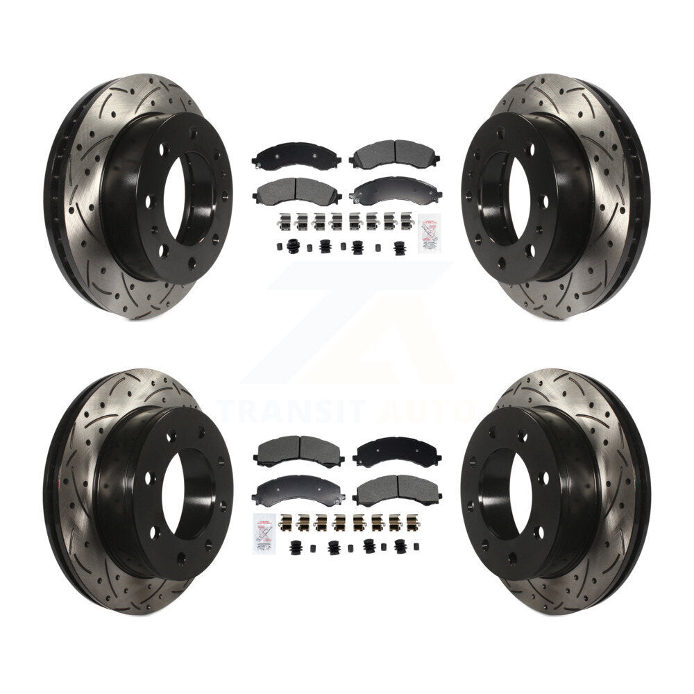 Front Rear Semi-Metallic Pad & Drilled Slot Brake Rotor Kit For GMC Savana 2500 Chevrolet KDA-102965