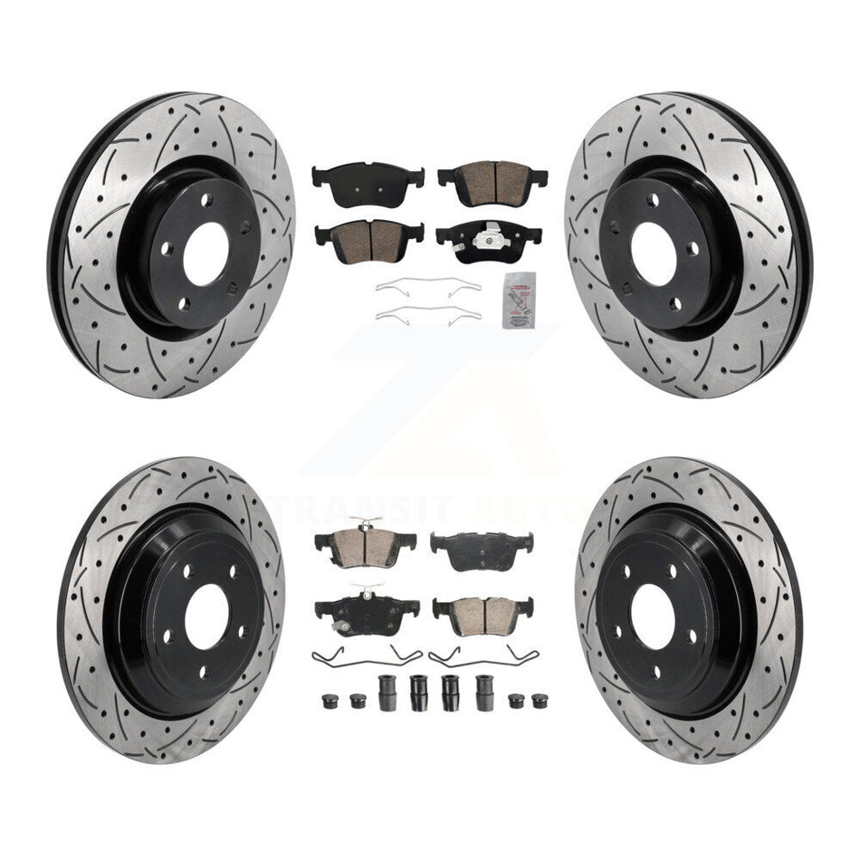 Front Rear Ceramic Pad Drilled Slot Brake Rotors Kit For Ford Escape Bronco Sport Lincoln KDA-102971