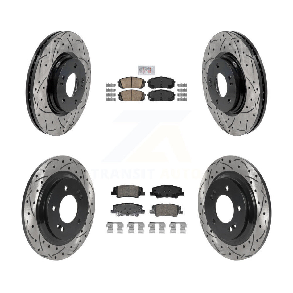 Front Rear Ceramic Pad Drill Slot Disc Brake Rotors Kit For Hyundai Sonata Kia Niro EV K5 KDA-102972