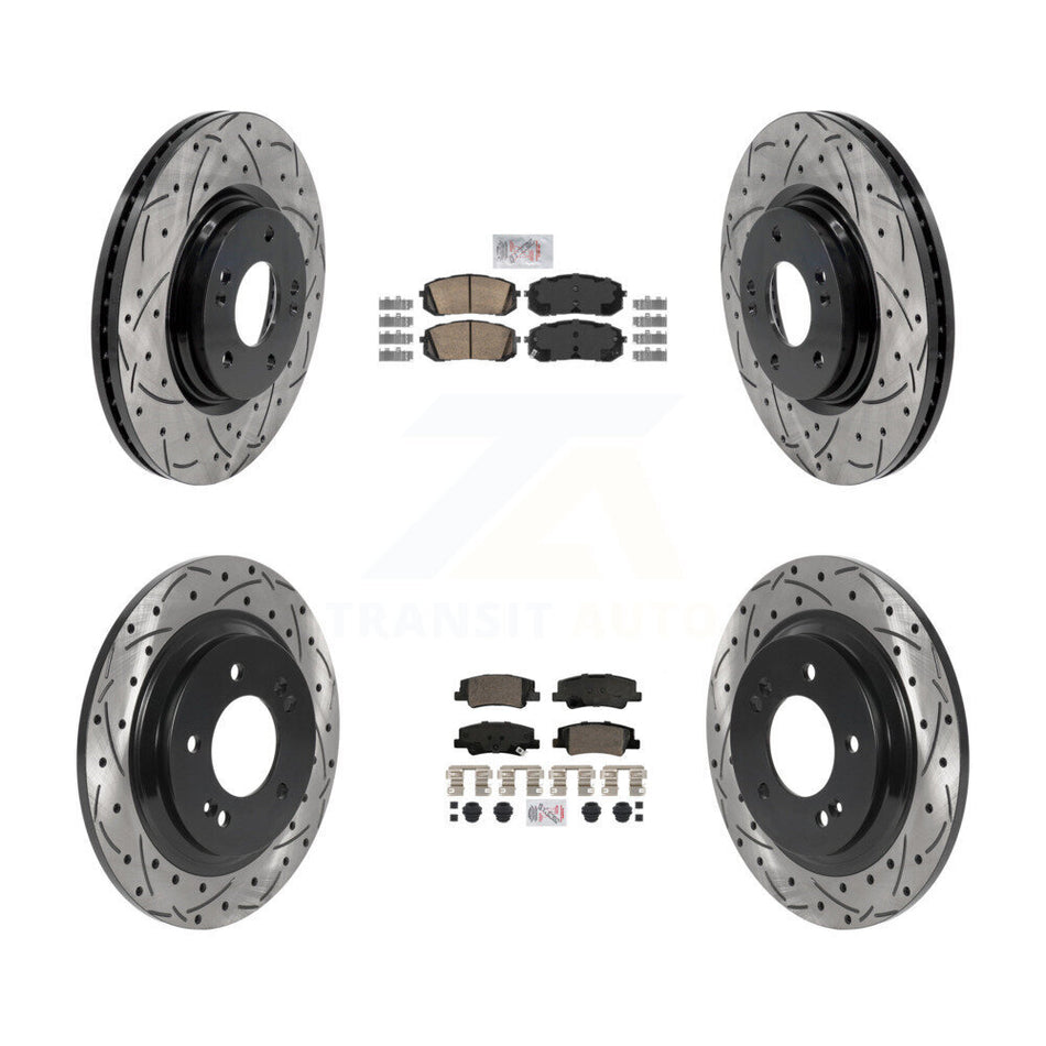 Front Rear Ceramic Pad Drill Slot Disc Brake Rotors Kit For Hyundai Sonata Kia Niro EV K5 KDA-102973