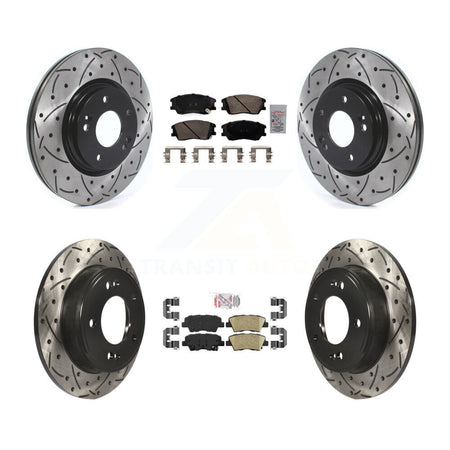 Front Rear Ceramic Pads And Coated Drilled Slotted Disc Brake Rotors Kit For Kia Soul KDA-102974